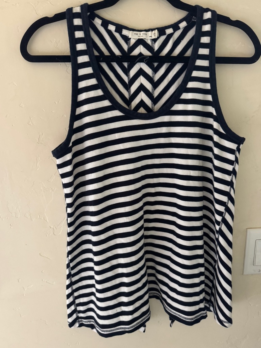 rag & bone Navy and White Striped Tank Top